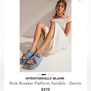 Free People x Intentionally Rule Breaker Denim Sandals Size NIB